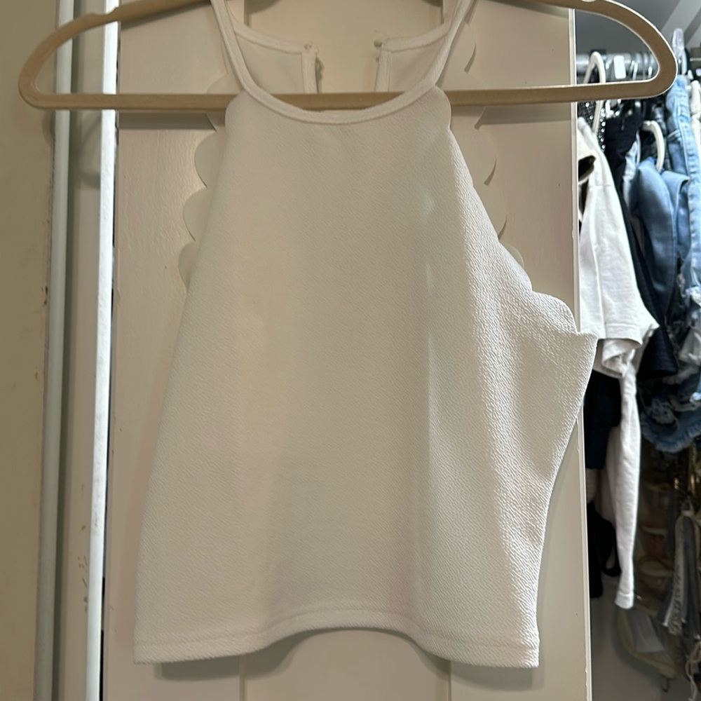 White cropped halter top